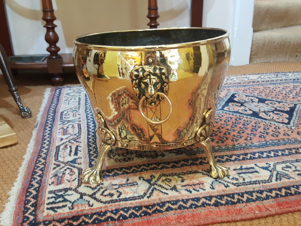 Late 19thC Brass Log Bucket View II
