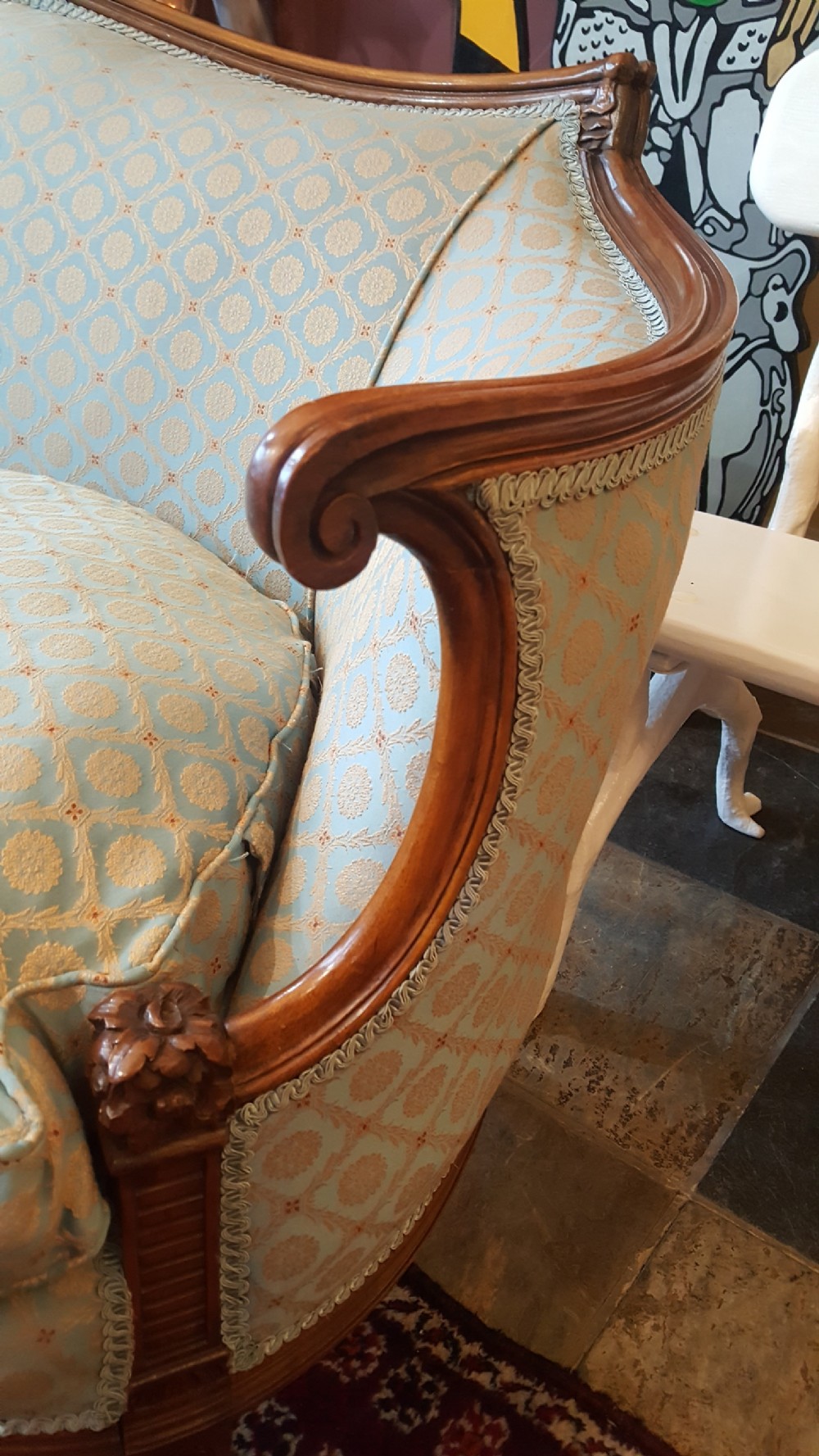 Late 19thC French Walnut Framed Sofa  View V