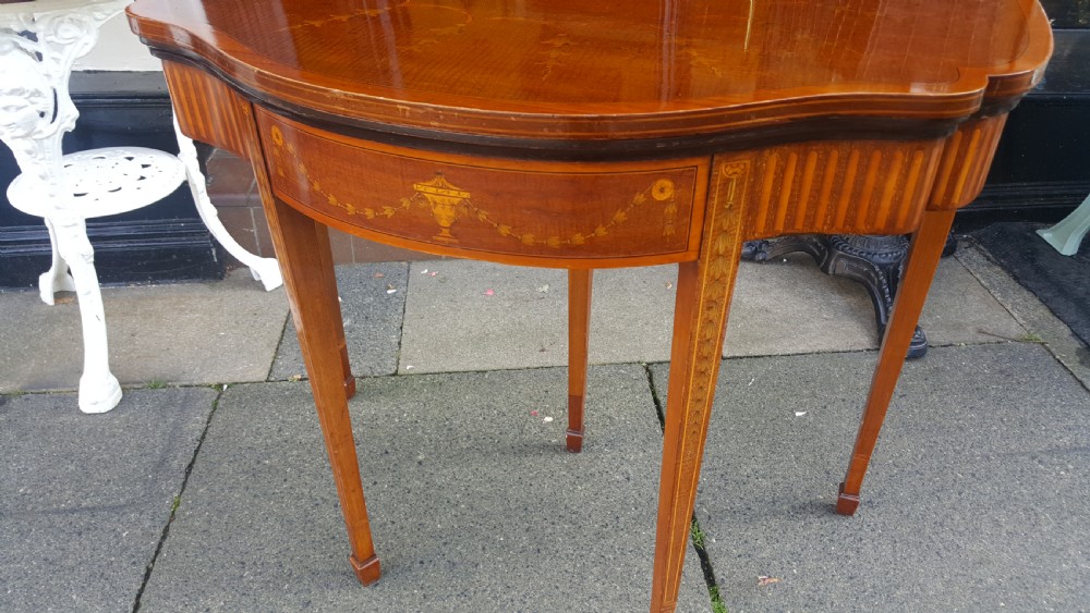  Late 19thC Mahogany Inlaid Card Table View V