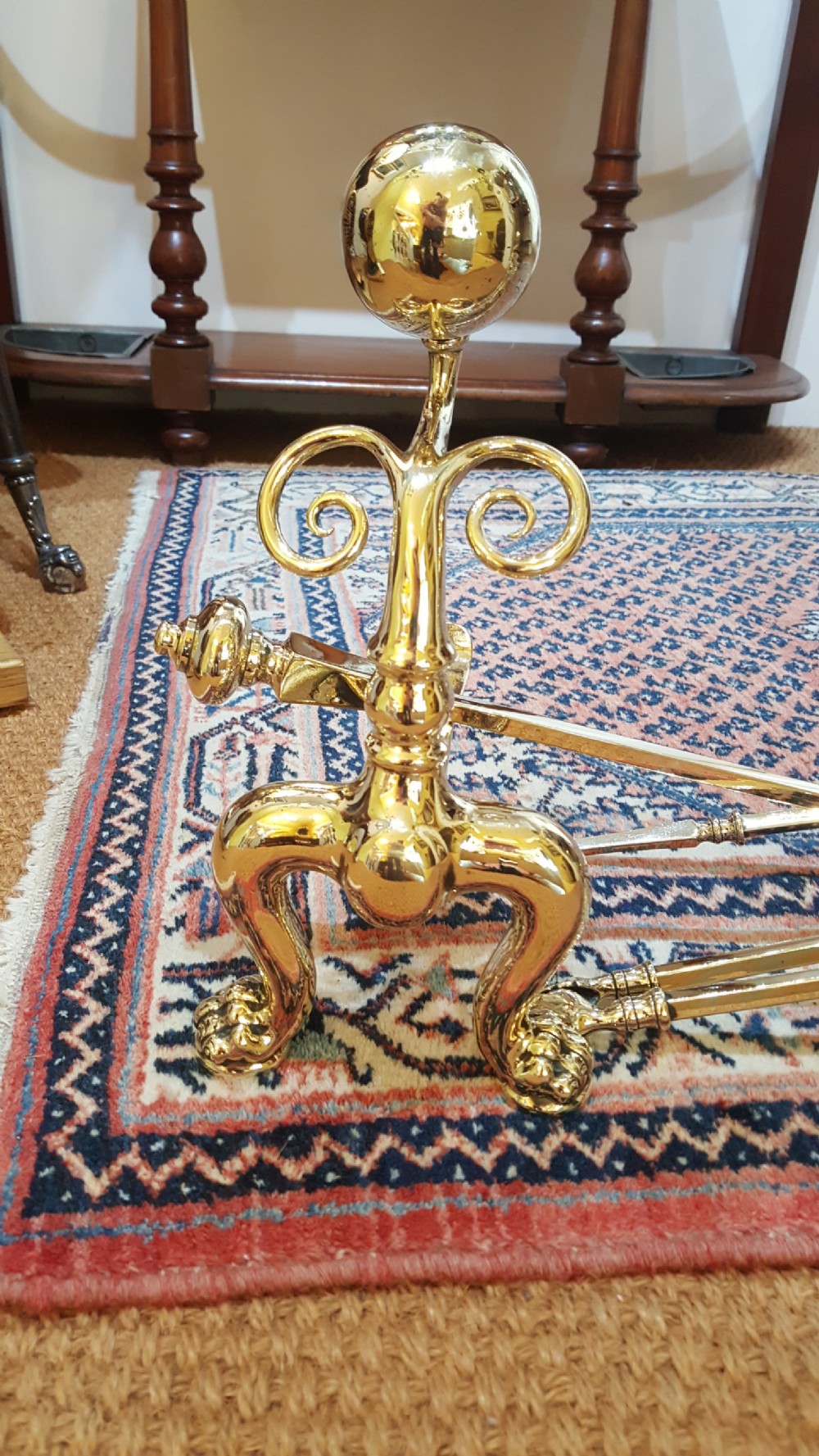 A good pair of Victorian brass fire dogs View III