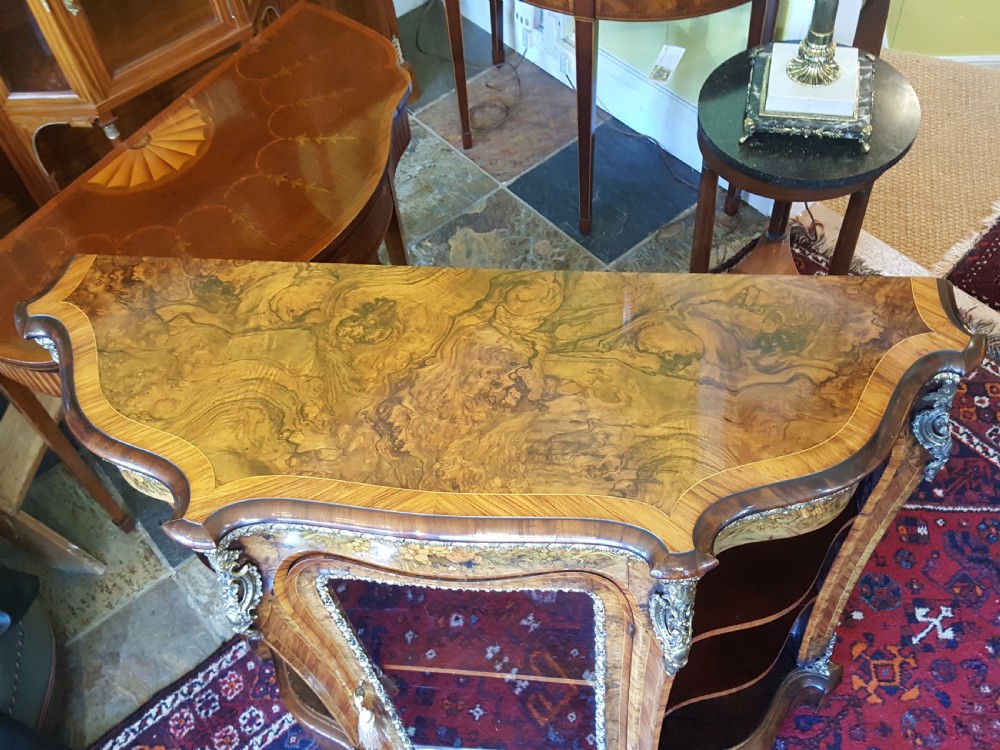Victorian Burr Walnut Serpentine Shaped  Pier Cabinet View IV