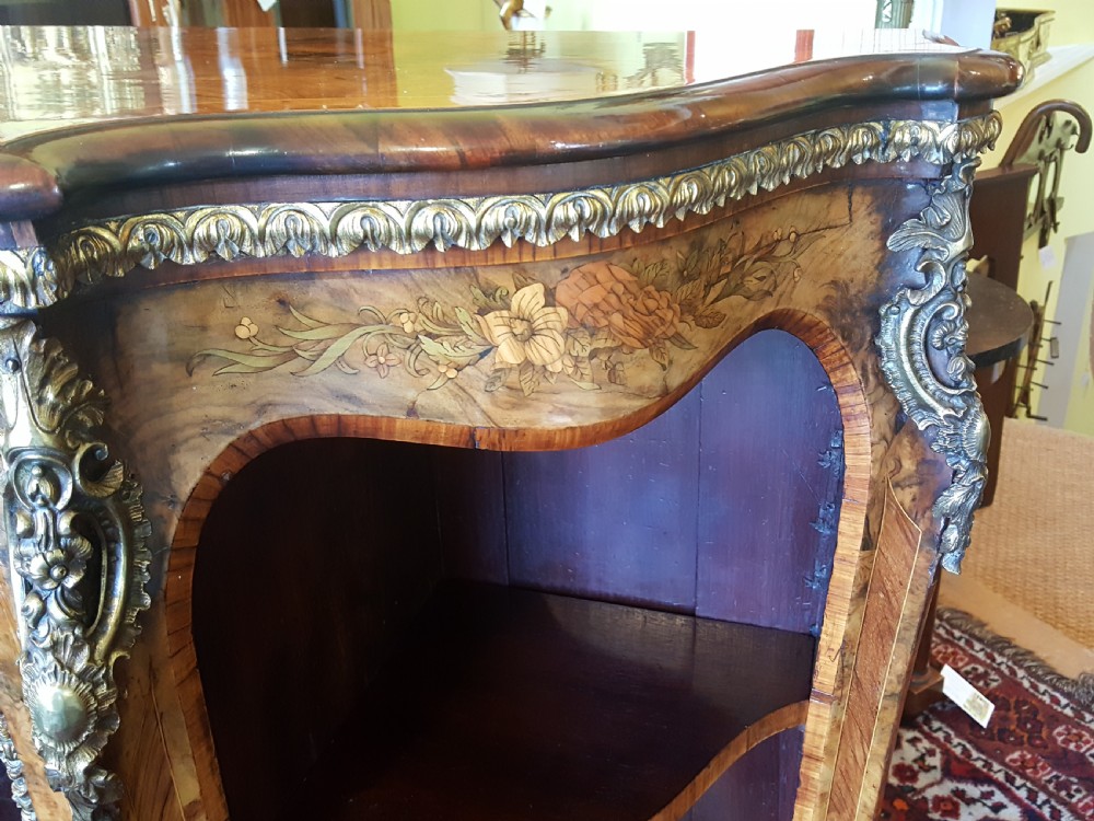 Victorian Burr Walnut Serpentine Shaped  Pier Cabinet View VI