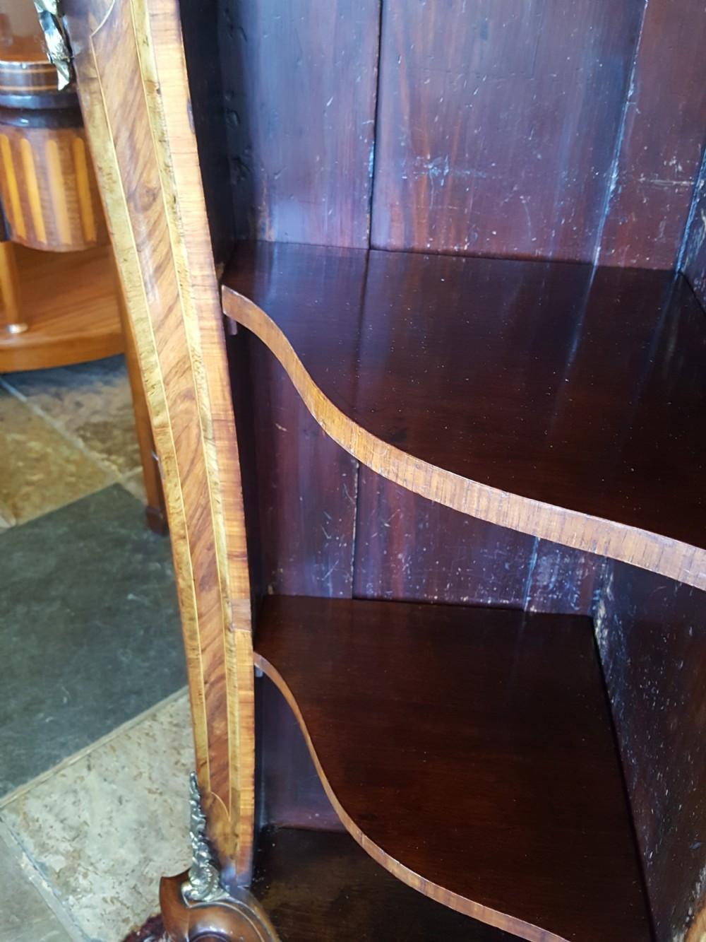 Victorian Burr Walnut Serpentine Shaped  Pier Cabinet View IX
