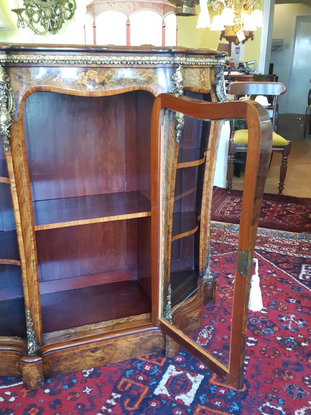 Victorian Burr Walnut Serpentine Shaped  Pier Cabinet View X