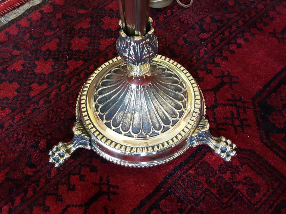 Pair of Edwardian Adam style brass lamp standards View VI