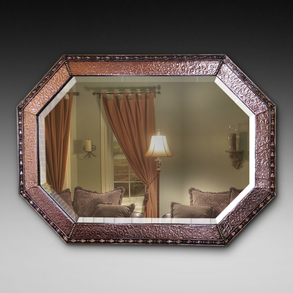 Arts and Crafts Beaten Copper and Brass Mirror