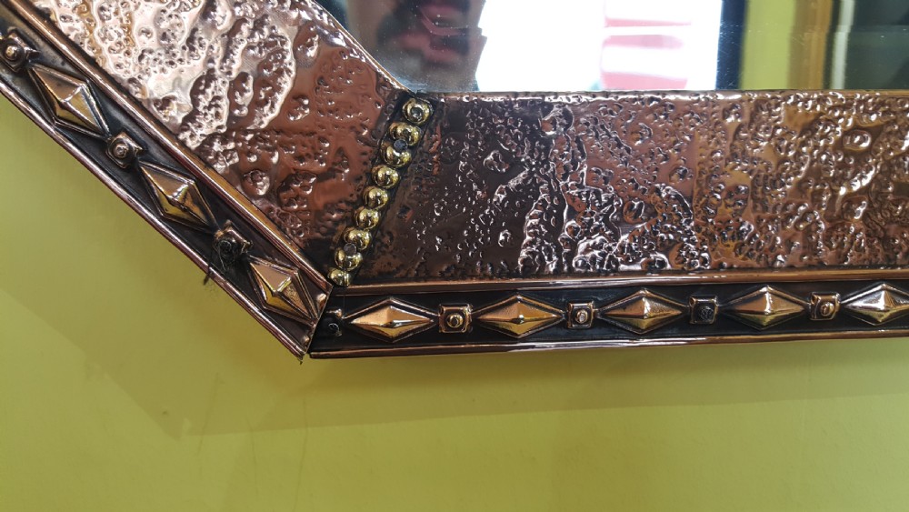 Arts and Crafts Beaten Copper and Brass Mirror View II