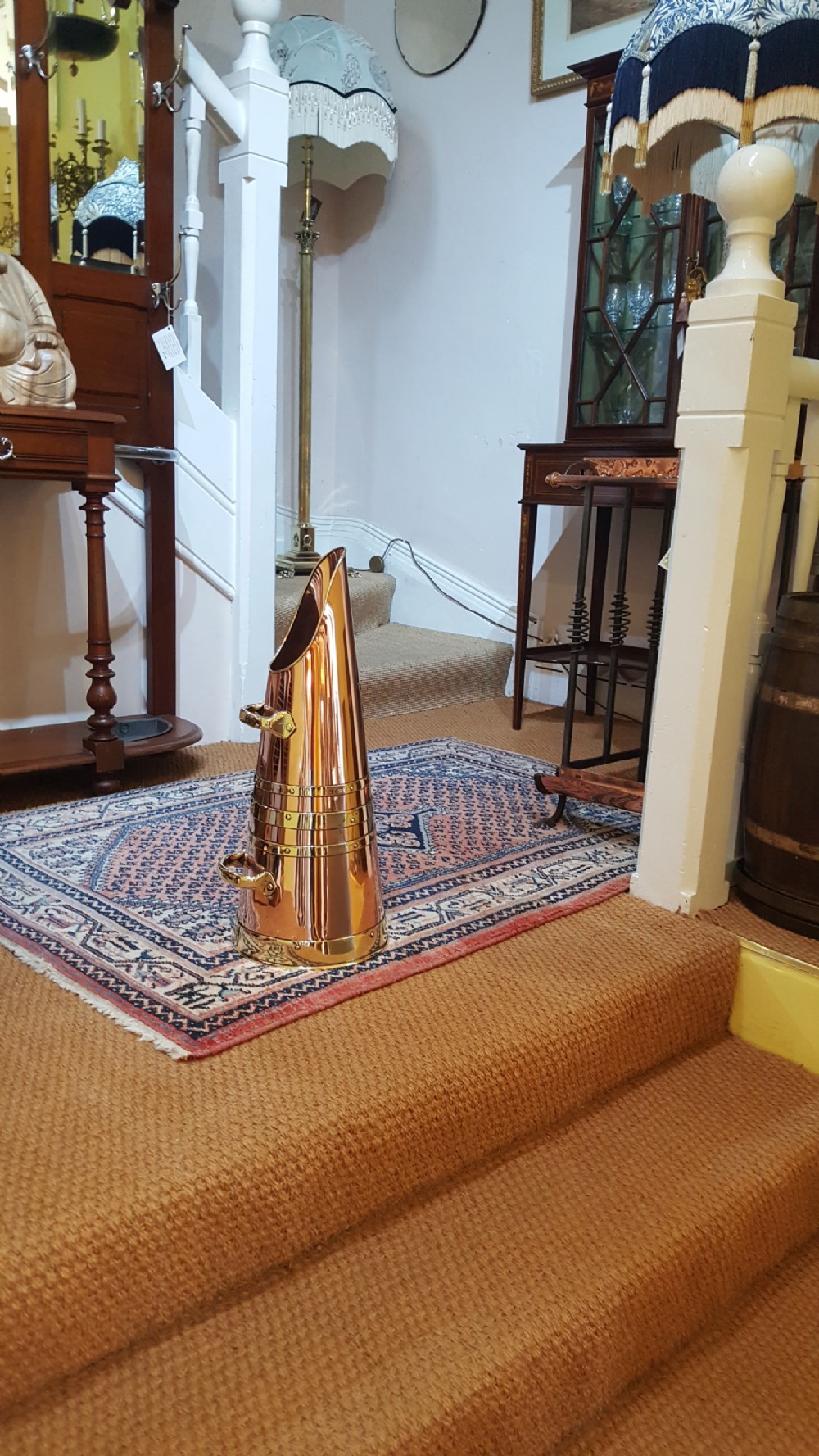 Victorian Brass and Copper Coal Receiver View II