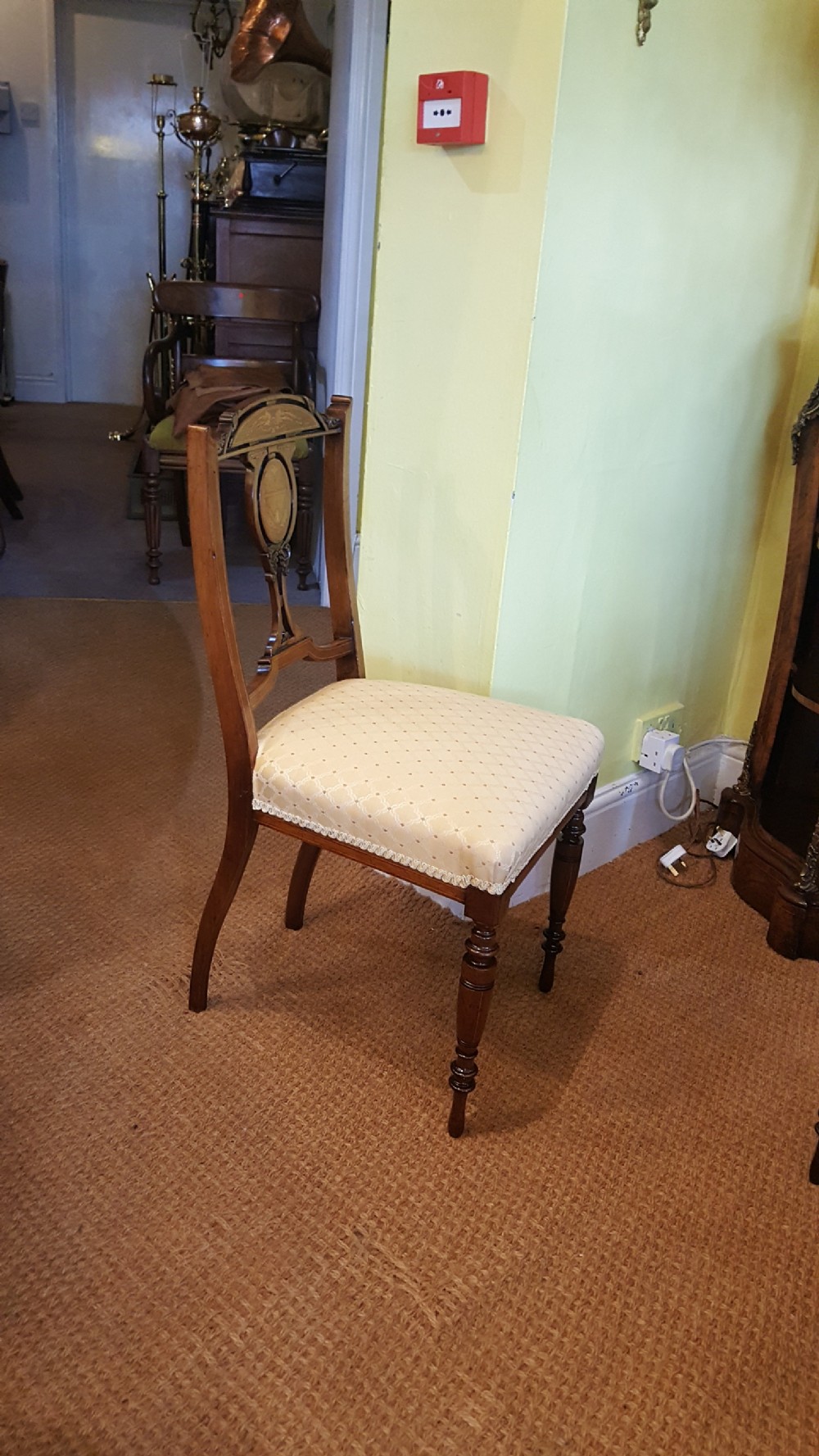 Pair of Late 19thC Rosewood Inlaid Salon Chairs View II