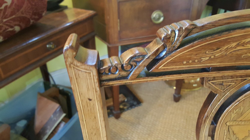 Pair of Late 19thC Rosewood Inlaid Salon Chairs View III
