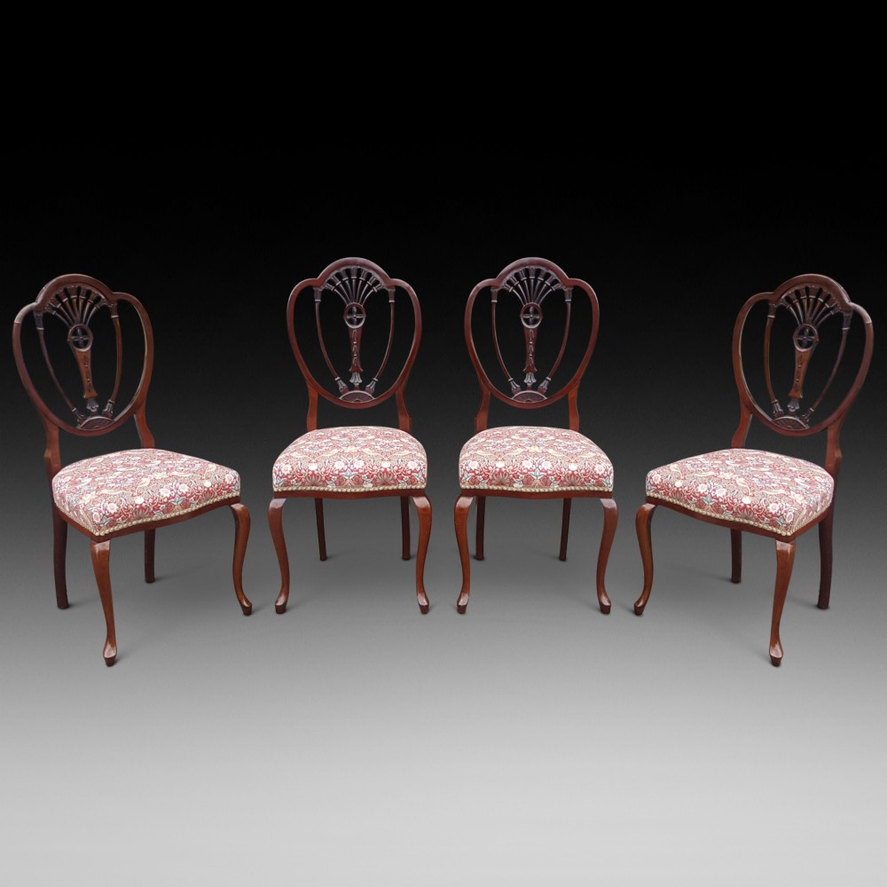 Set of four late Victorian salon chairs
