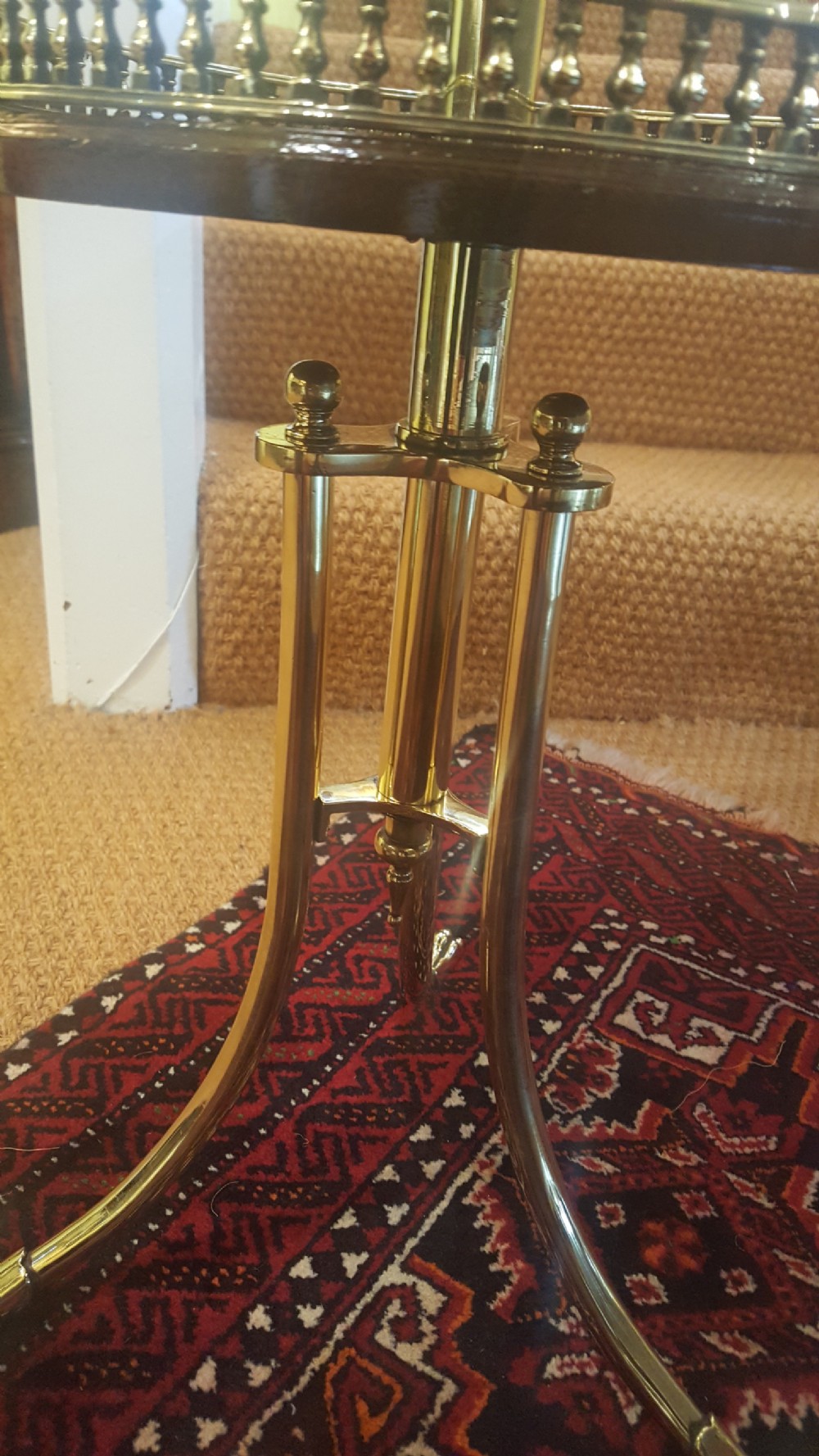 Victorian Oak Brass and Pollard Oak Side Table View VI