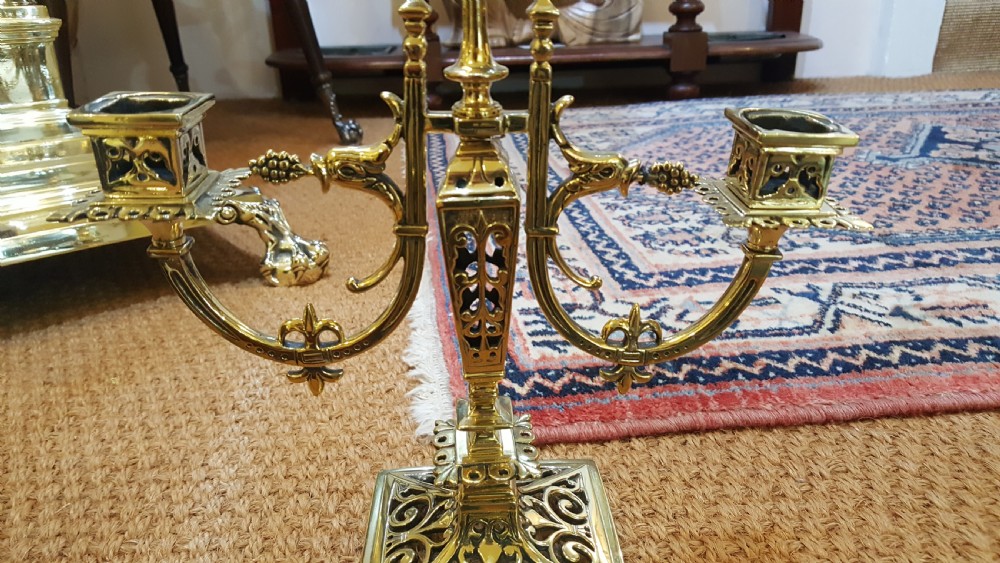 Pair of Aesthetic Brass Candelabra View V