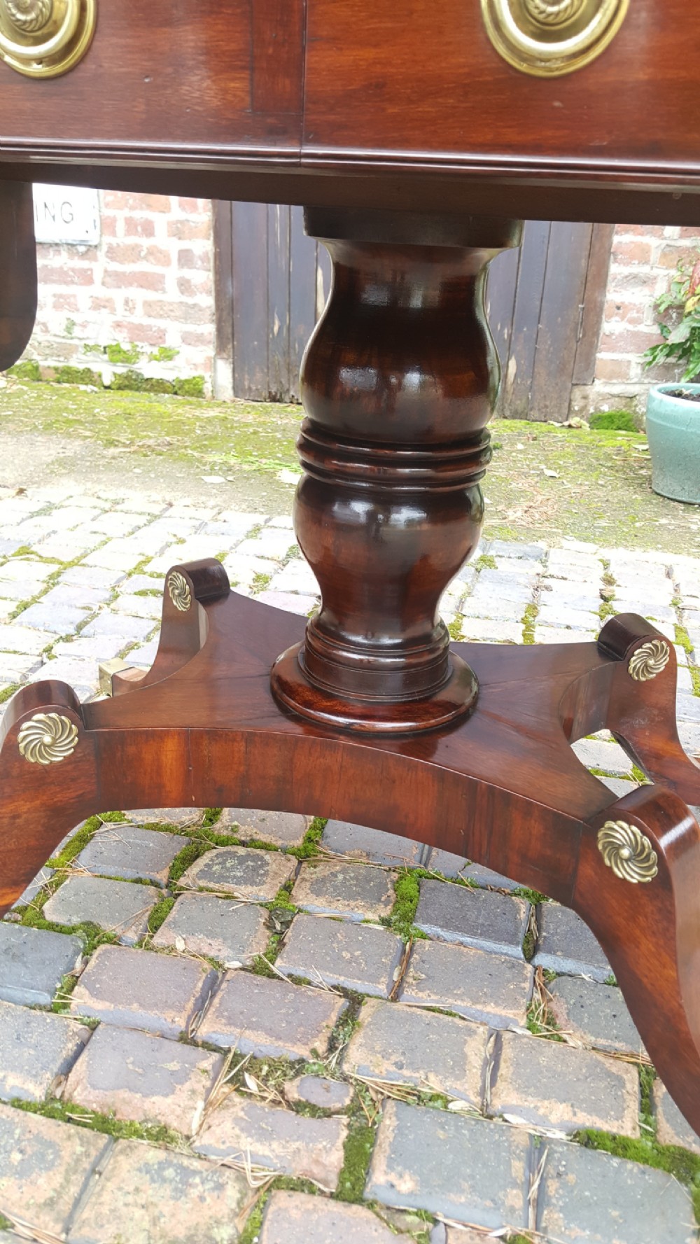 Regency Goncalo Alves Pedestal Sofa Table View III