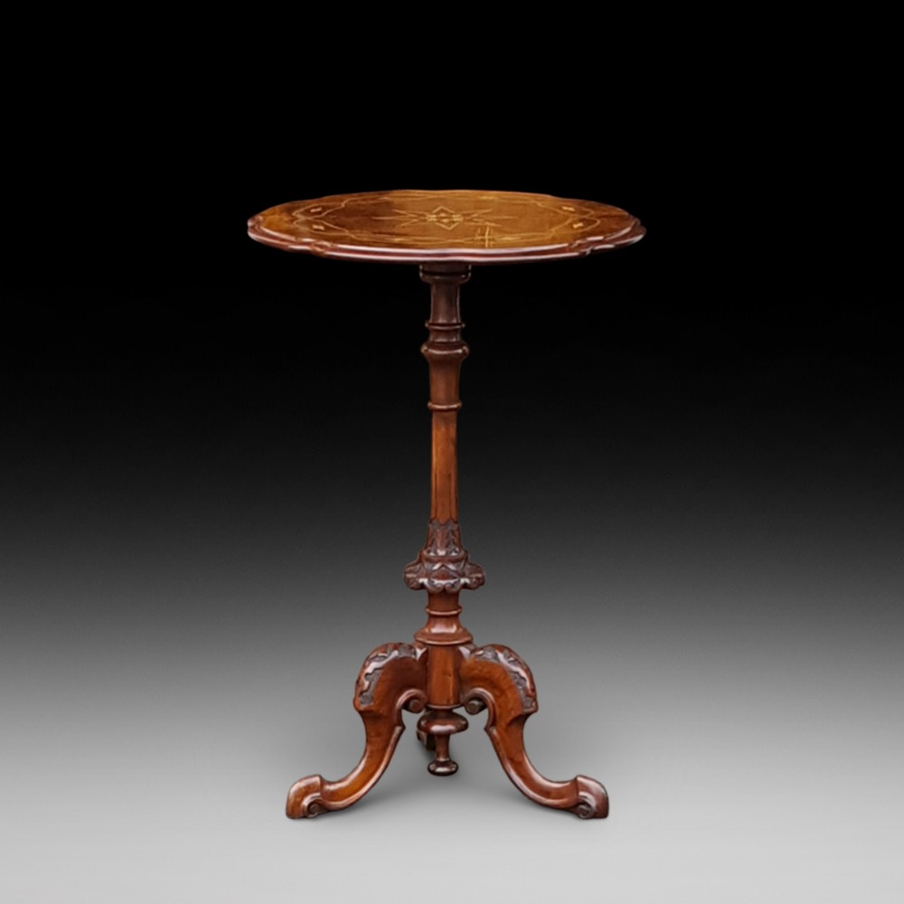 Victorian Burr Walnut and Inlaid Side Lamp Table