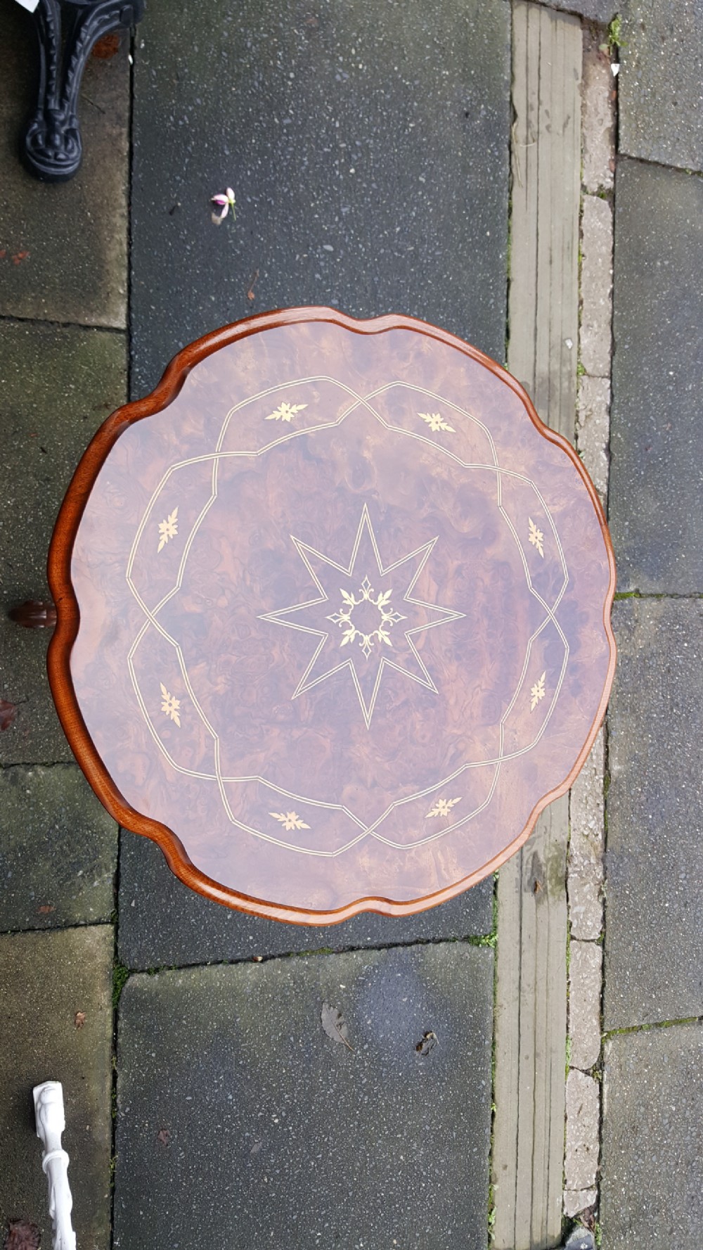Victorian Burr Walnut and Inlaid Side Lamp Table View II