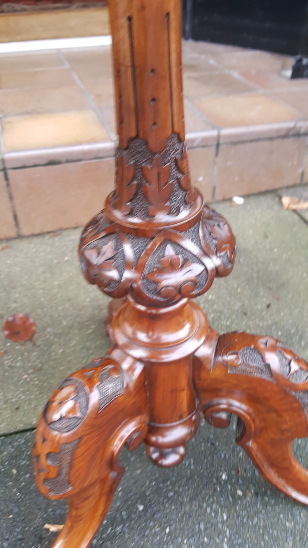 Victorian Burr Walnut and Inlaid Side Lamp Table View V