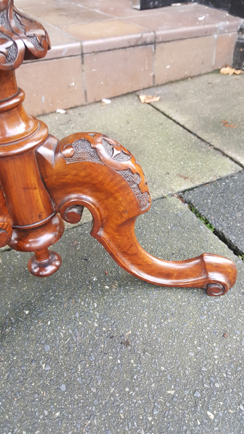 Victorian Burr Walnut and Inlaid Side Lamp Table View VI