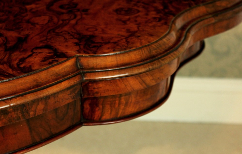  Late Victorian Burr Walnut Serpentine Shape Card Table View VII