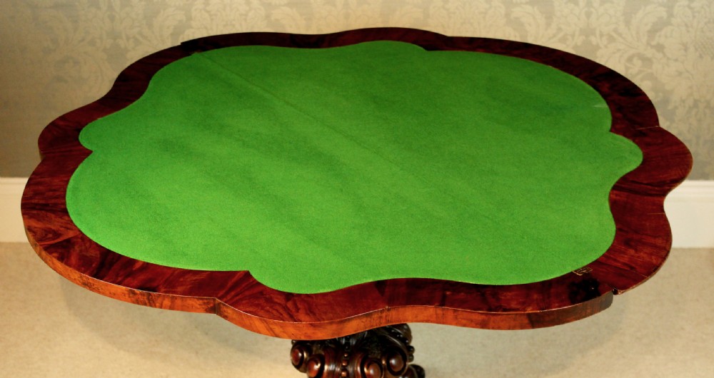  Late Victorian Burr Walnut Serpentine Shape Card Table View IX