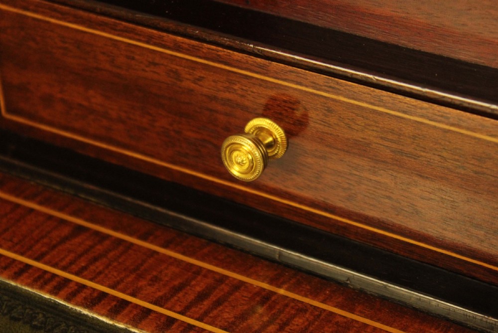 Late Victorian Mahogany Inlaid Cylinder Desk Circa 1890 View III