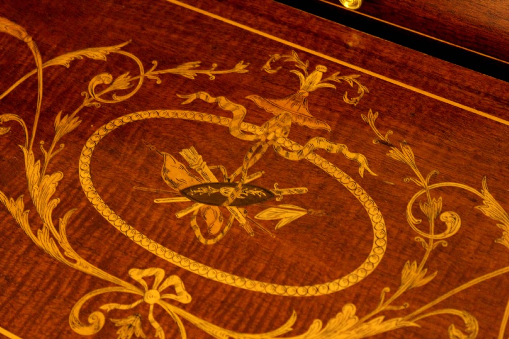 Late Victorian Mahogany Inlaid Cylinder Desk Circa 1890 View V