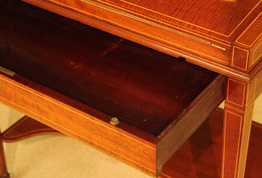 Late Victorian Mahogany Inlaid Cylinder Desk Circa 1890 View VI