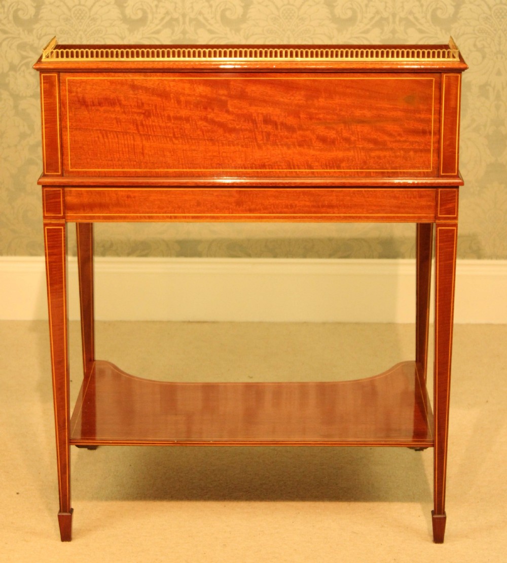Late Victorian Mahogany Inlaid Cylinder Desk Circa 1890 View VIII