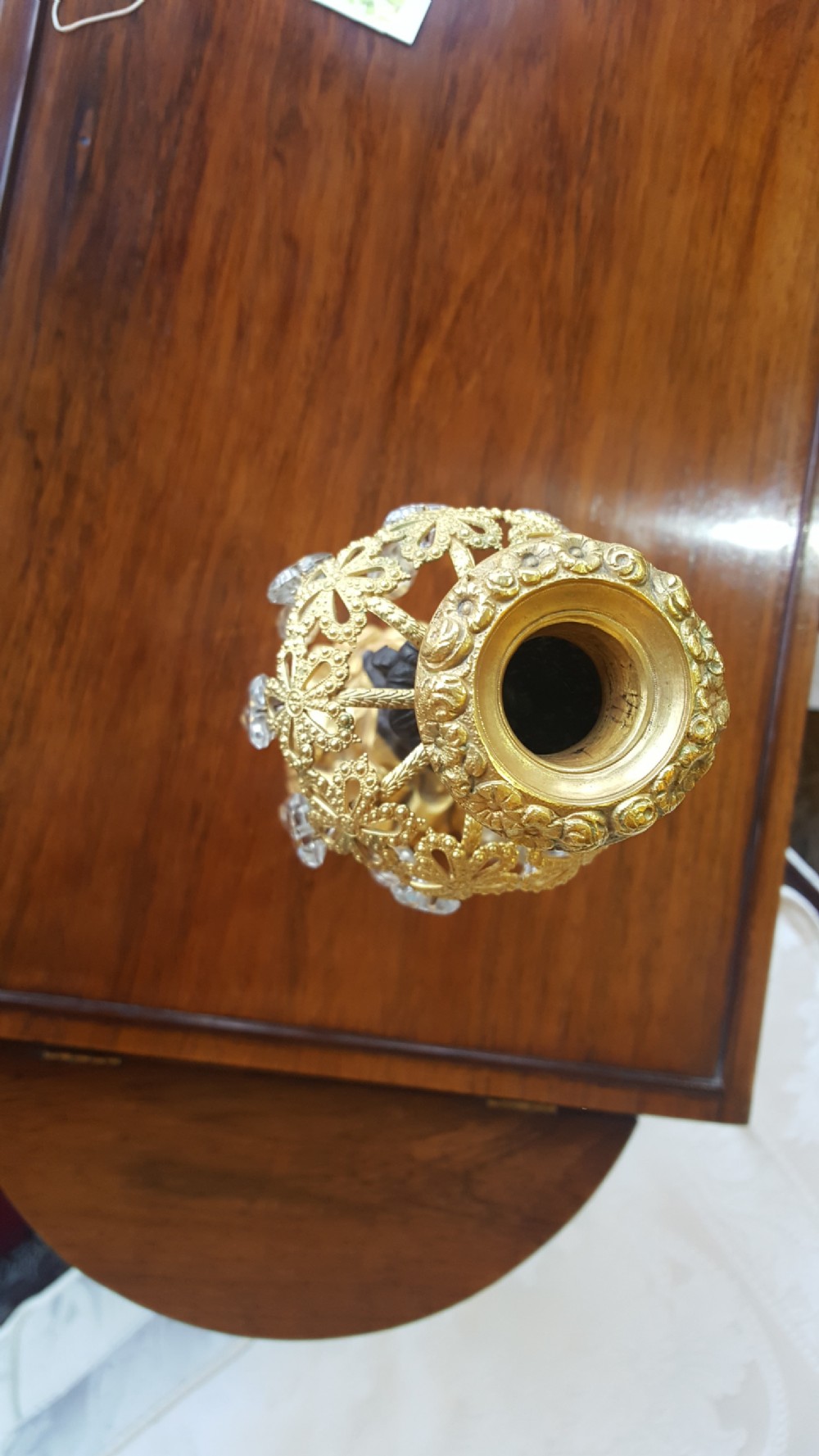 Pair of Regency Patinated Bronze and Gilt Bronze Lustres View II