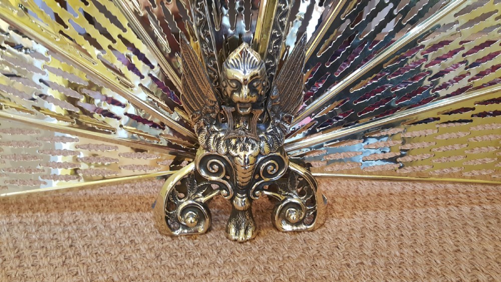 Late Victorian Brass Fire Screen View V