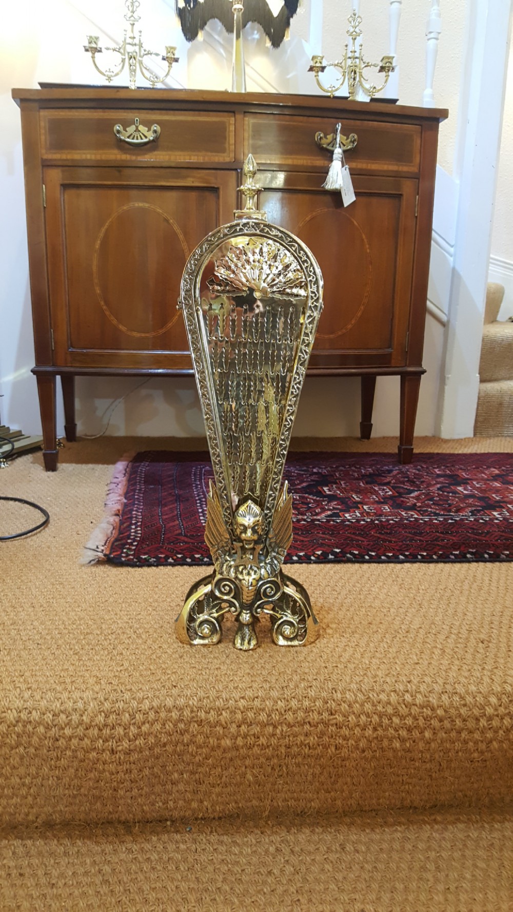 Late Victorian Brass Fire Screen View VI