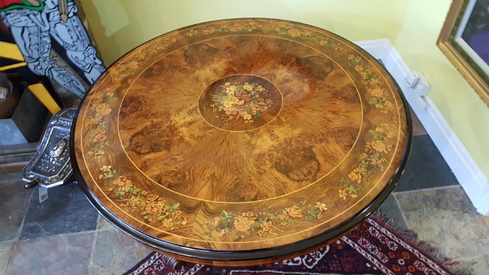 Superb Quality Victorian Burr Walnut Centre Breakfast Table View IV