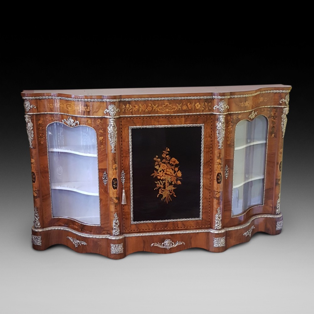 xhibition Quality Victorian Burr Walnut Credenza