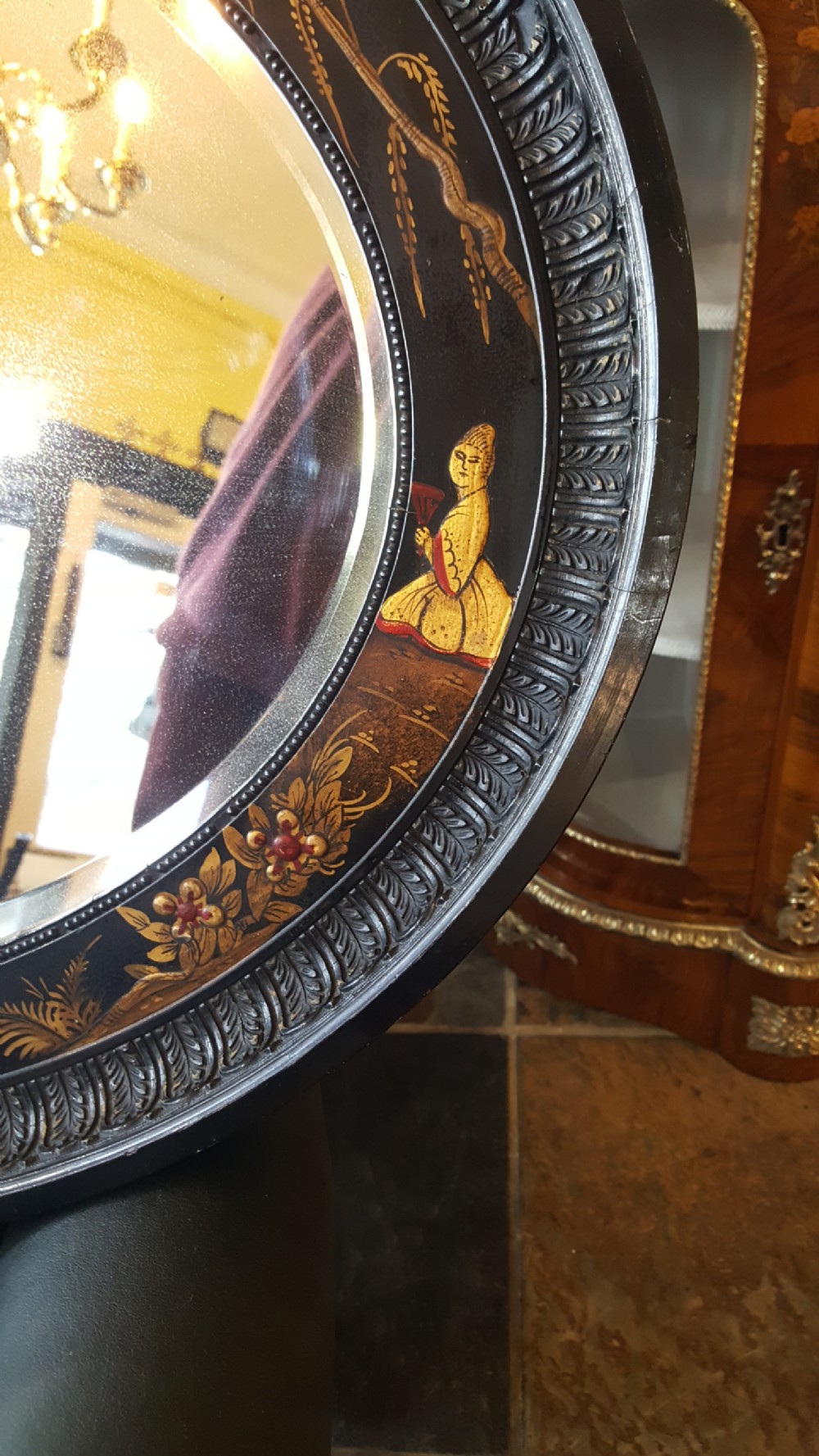 Oval Mirror with Japanned Decoration View II