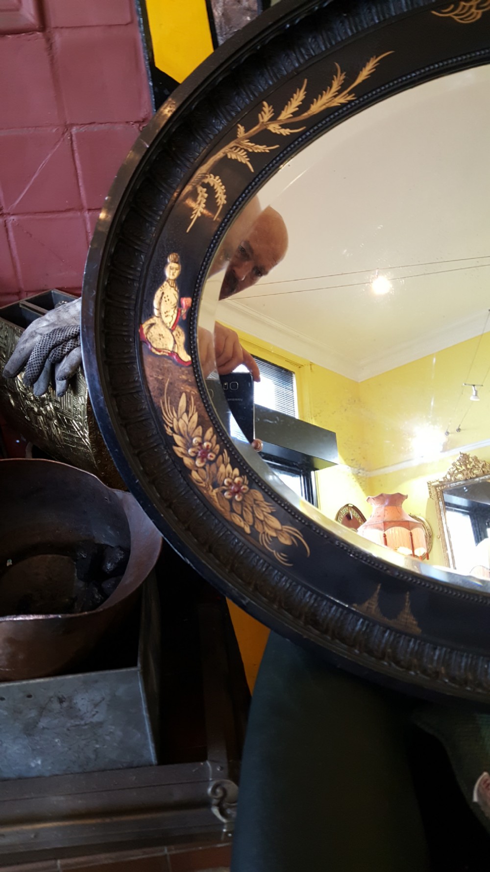 Oval Mirror with Japanned Decoration View IV