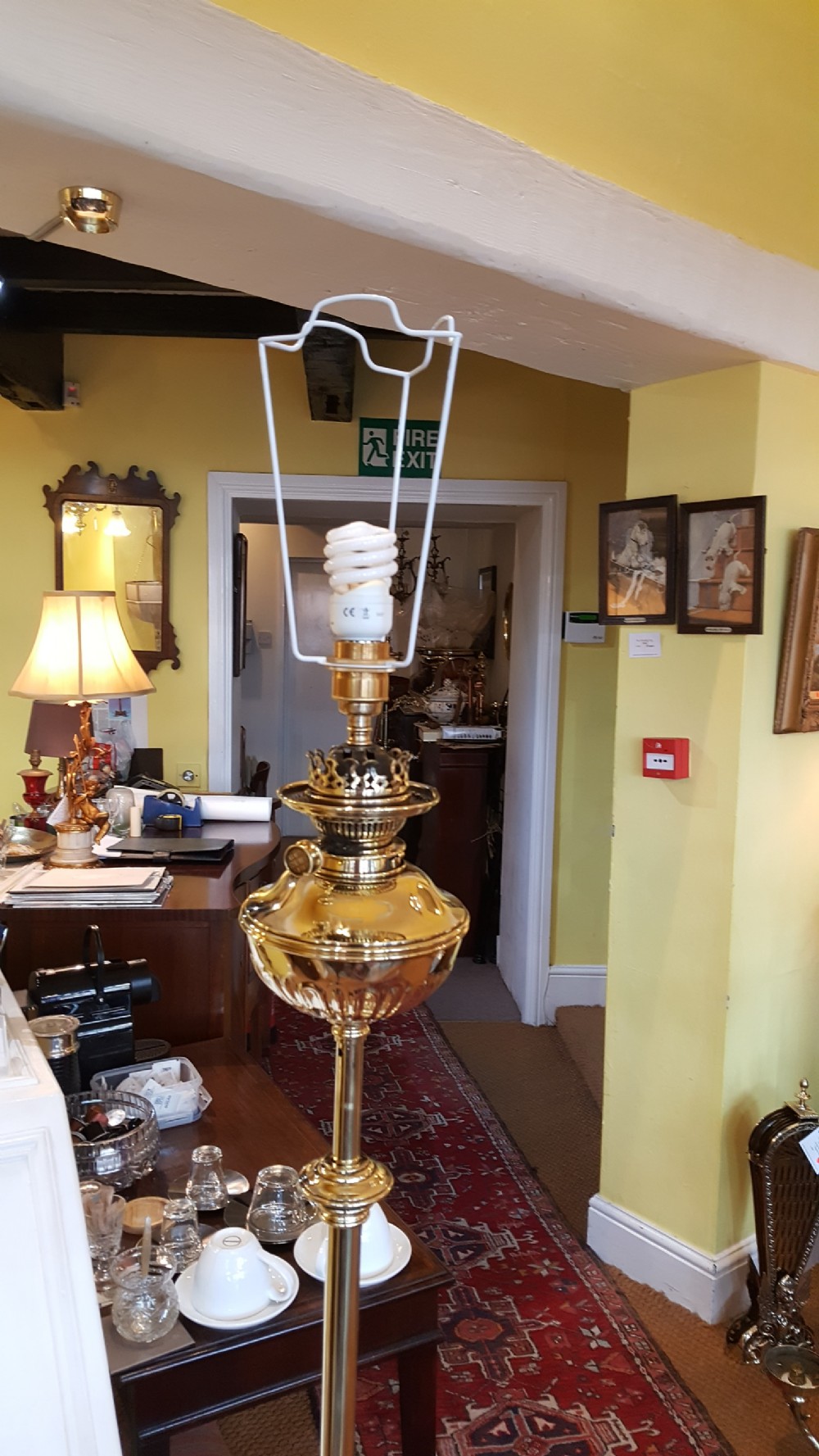 Victorian Brass Extendable Standard Oil Lamp View III
