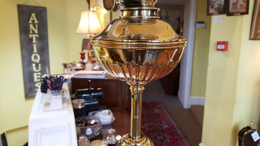 Victorian Brass Extendable Standard Oil Lamp View V