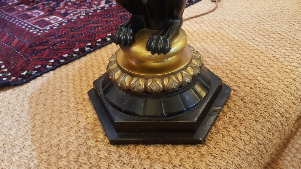  Early 20thC Bronze Lion Table Lamp View III