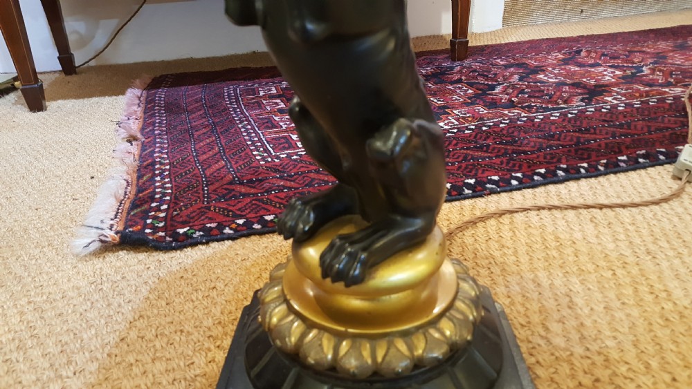  Early 20thC Bronze Lion Table Lamp View IV
