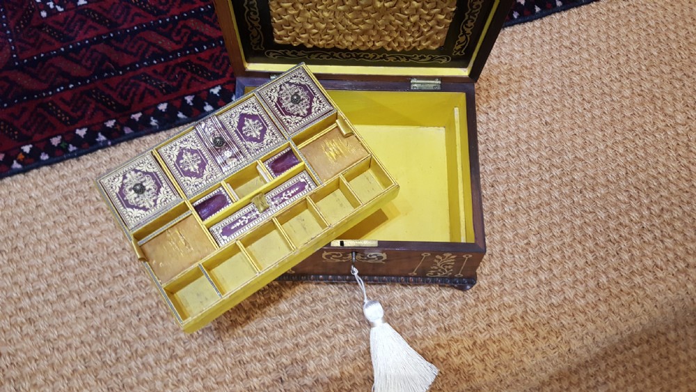 Regency Rosewood and Brass Inlaid Jewellery Box View III
