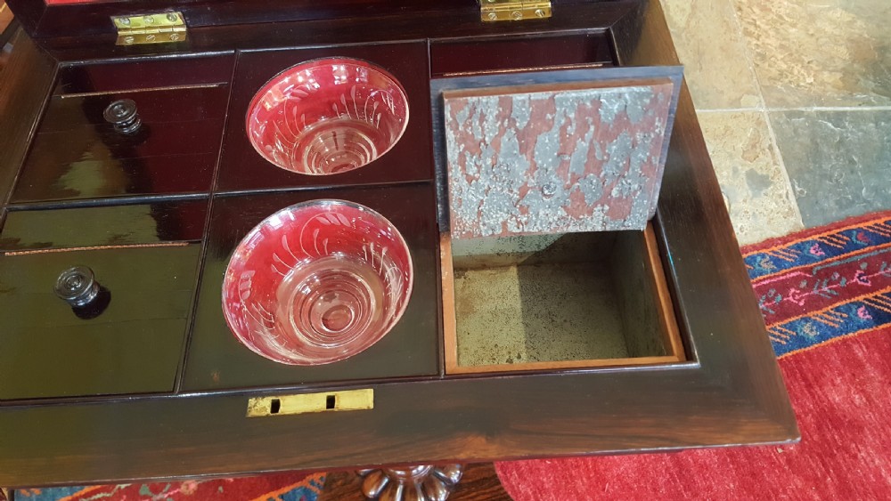 Late Regency Rosewood Teapoy View IV