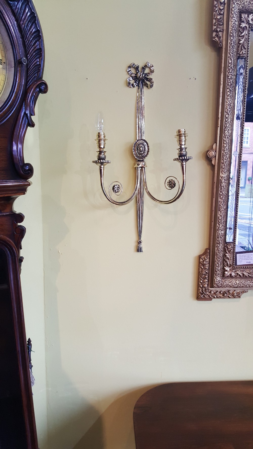 Pair of gilt brass two-branch wall lights View II