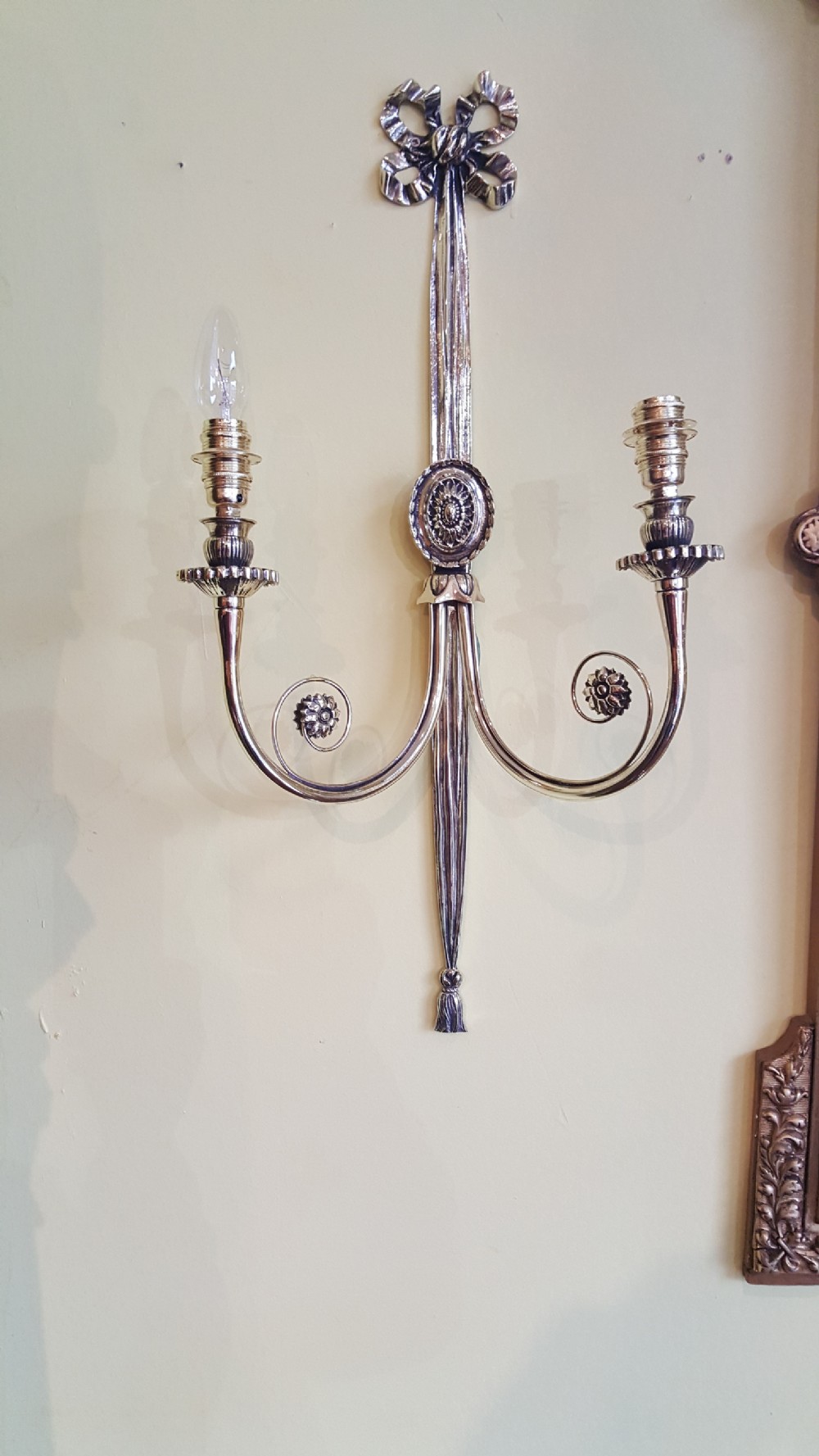 Pair of gilt brass two-branch wall lights View III