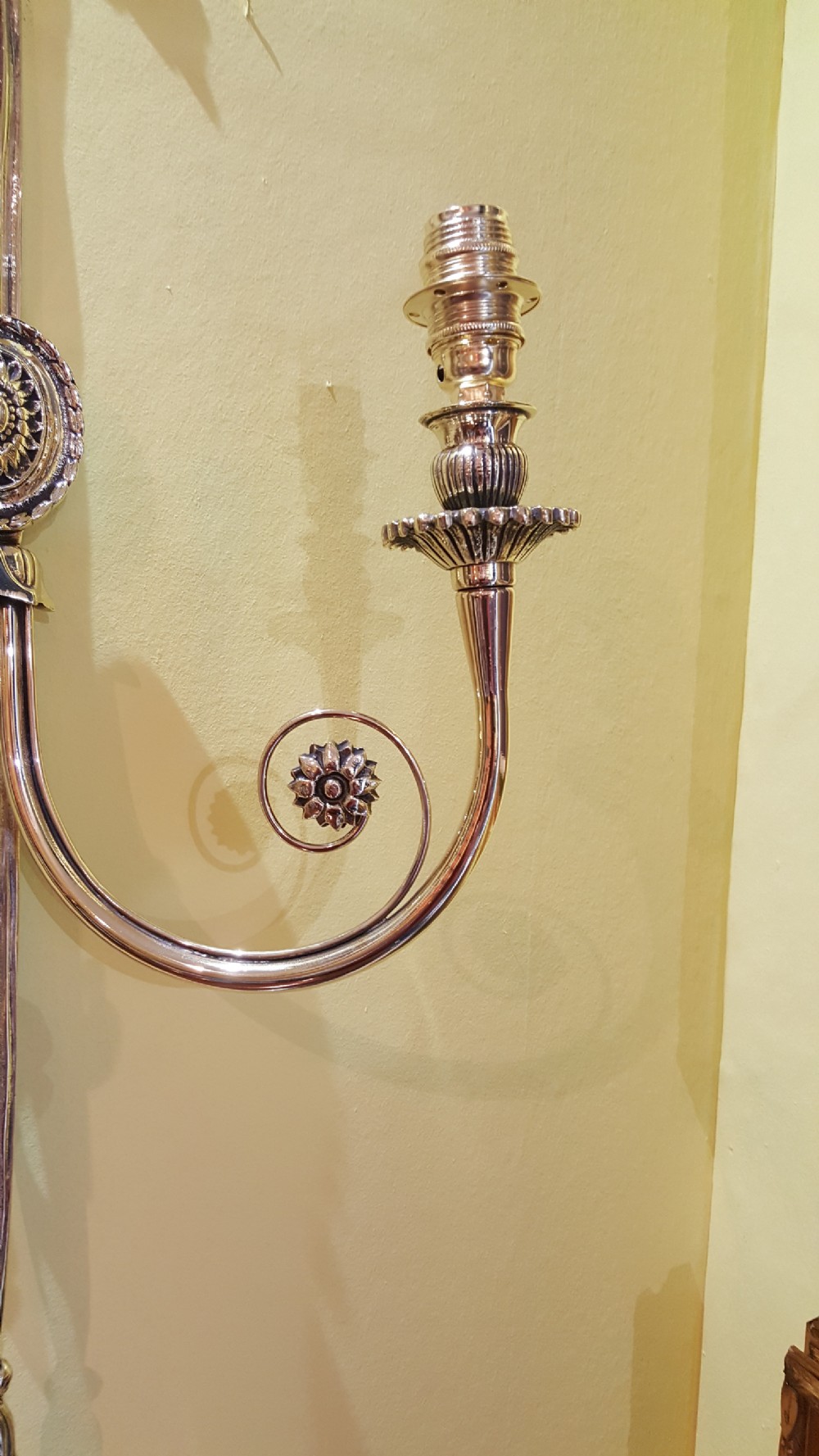 Pair of gilt brass two-branch wall lights View IV