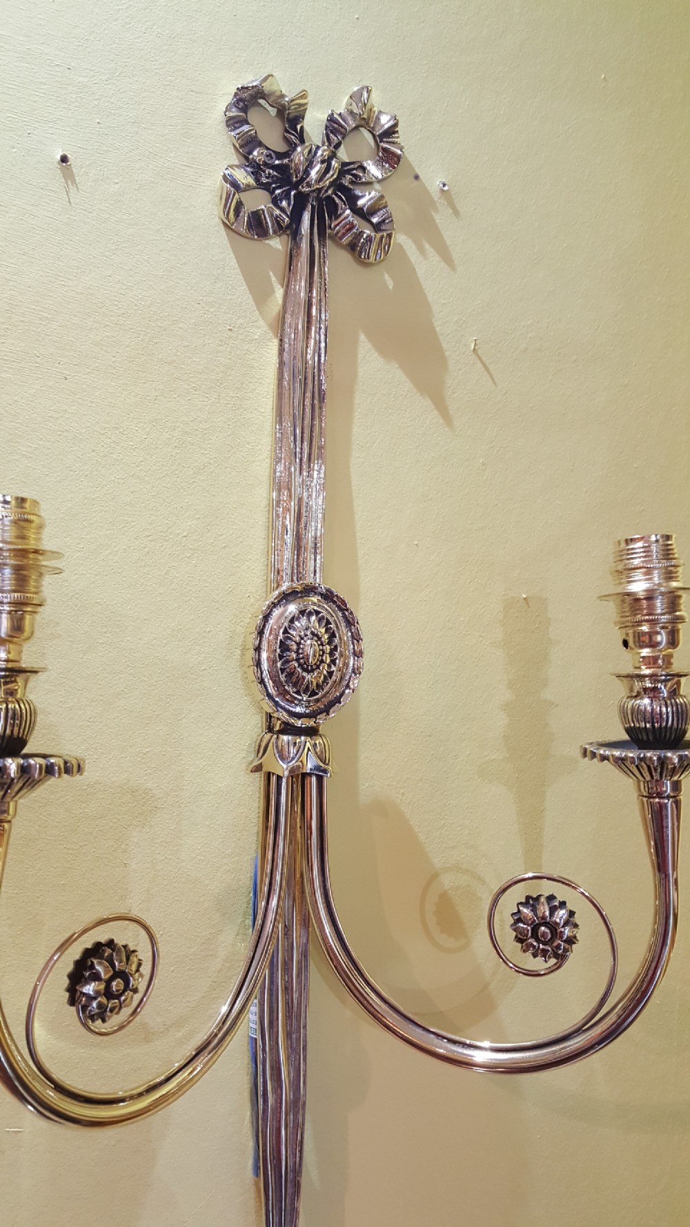 Pair of gilt brass two-branch wall lights View V
