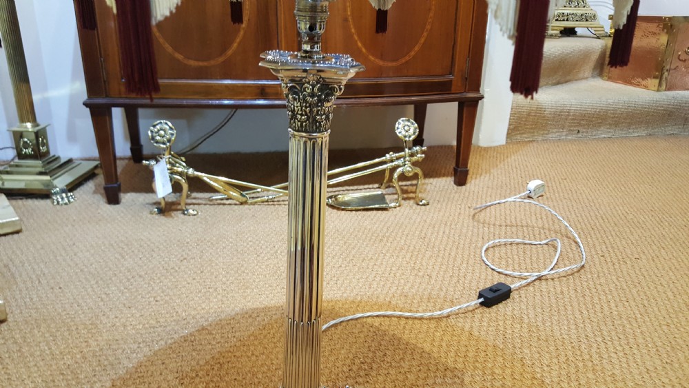 Edwardian Silver Plate Corinthian Column Table Lamp View IV