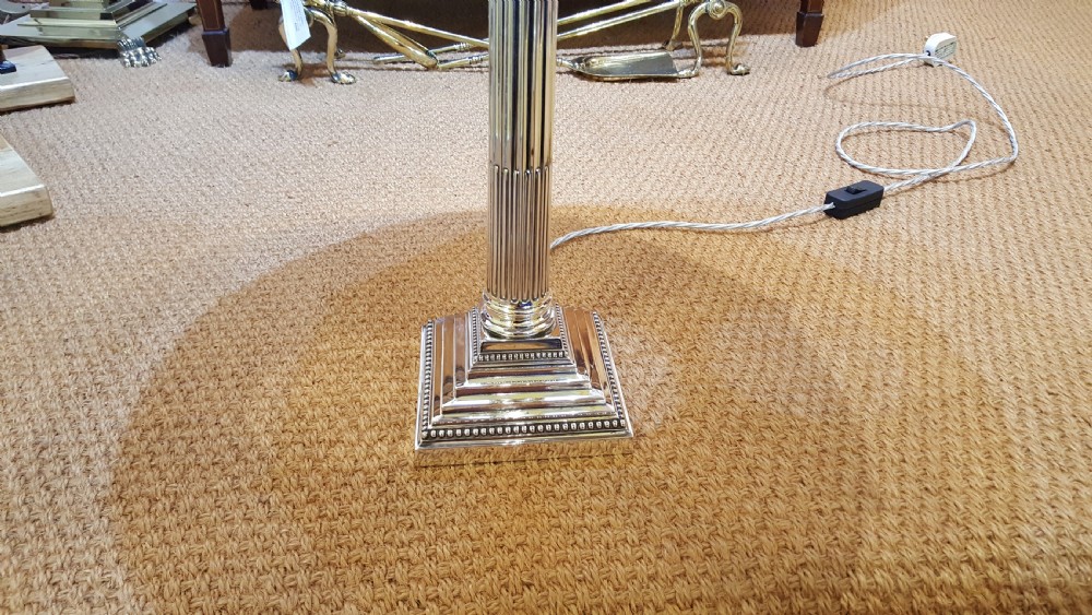 Edwardian Silver Plate Corinthian Column Table Lamp View V