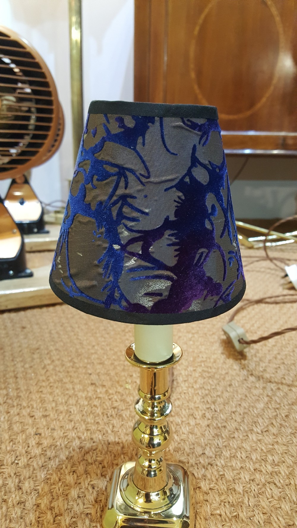 Pair of Victorian Brass Candlesticks converted to Bedside Lamps View II