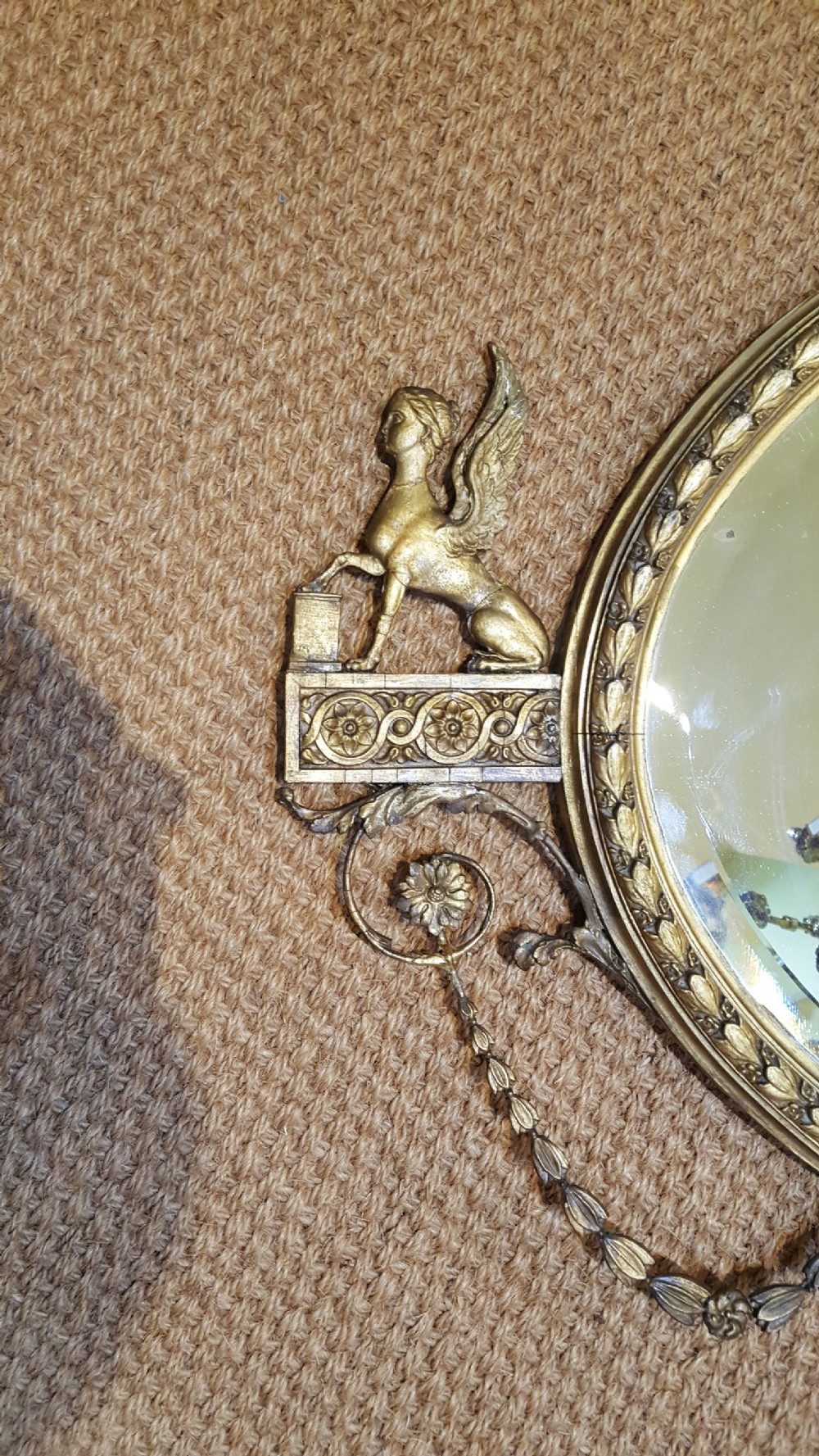 Late 19thC Neoclassical Oval Gilt Mirror View IV