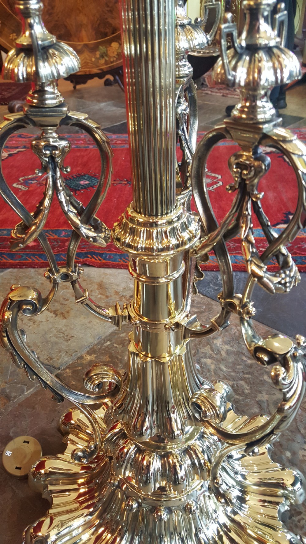  Late 19thC telescopic brass standard oil lamp View V